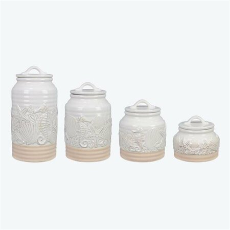 YOUNGS Coastal Ceramic Canister - 4 Piece 61702